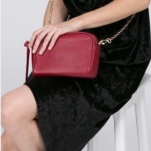 Beautiful Red Leather Bag with Chain Strap!